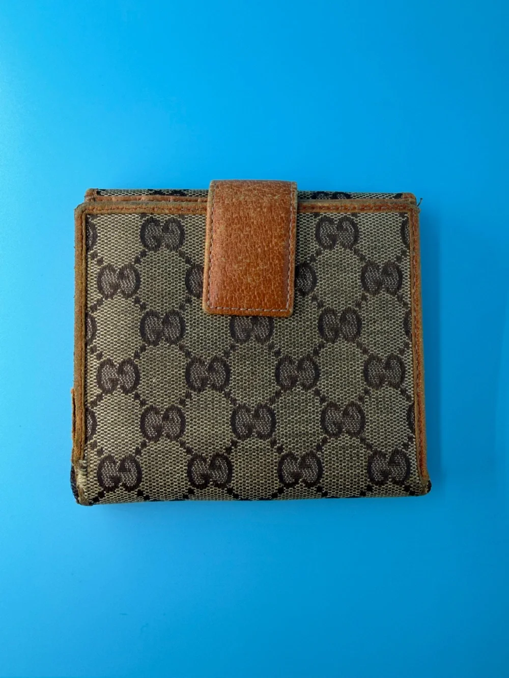 Gucci Compact Monogram Wallet Snap Canvas Silver Hardware Bifold